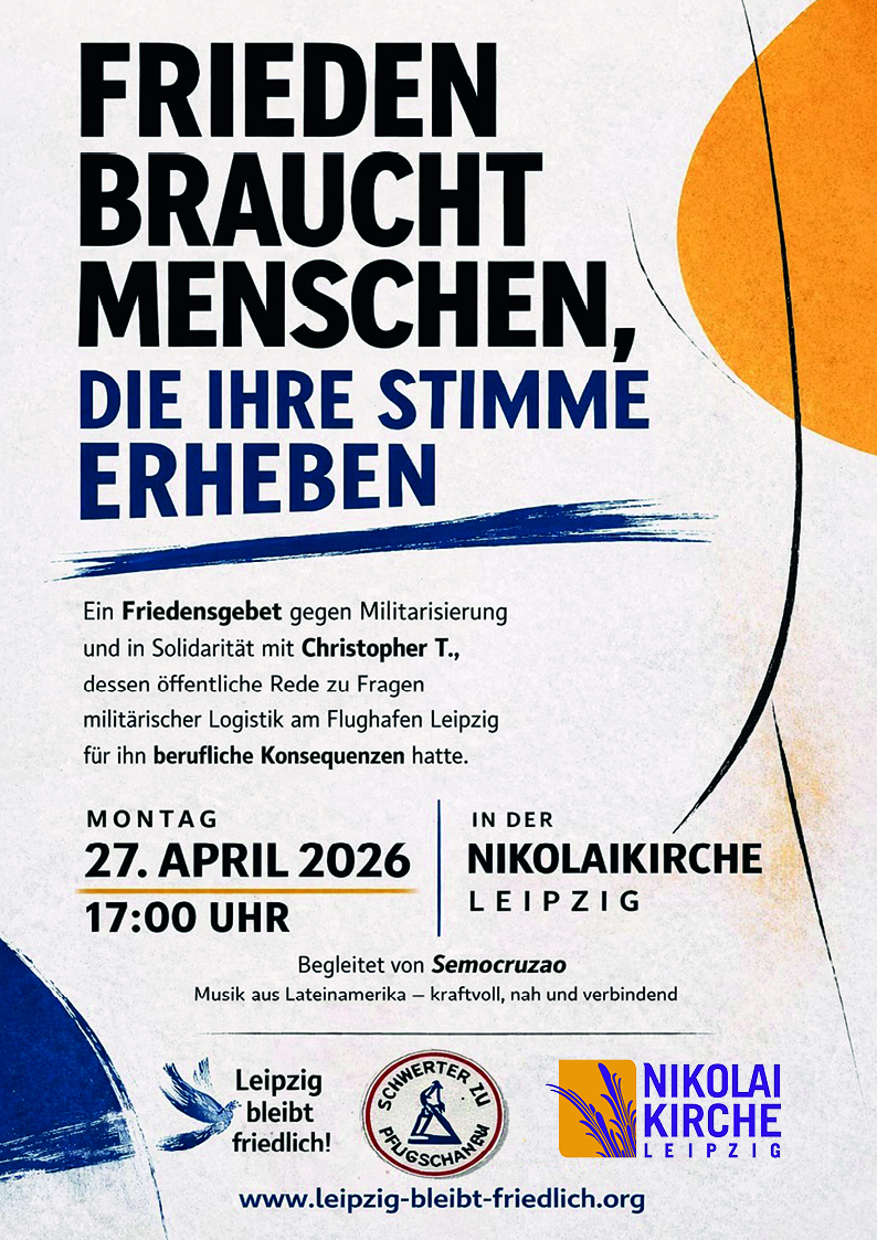 Einladung zum Friedensgebet am 27.04.2026 © Lutz Muekke